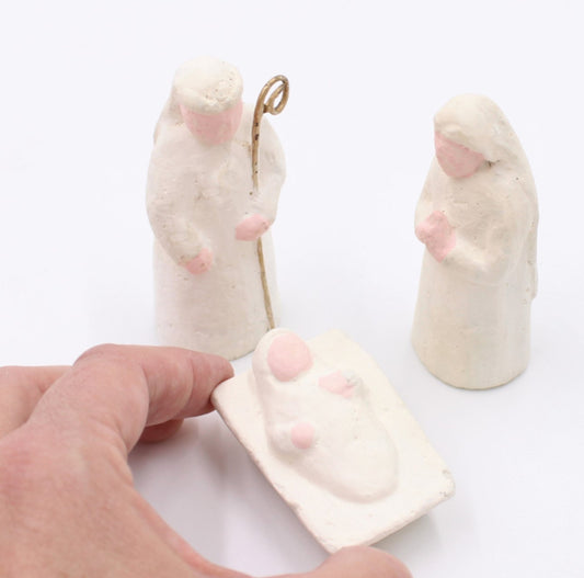 Set/3 Mini Paper Pulp Holy Family 3.25"