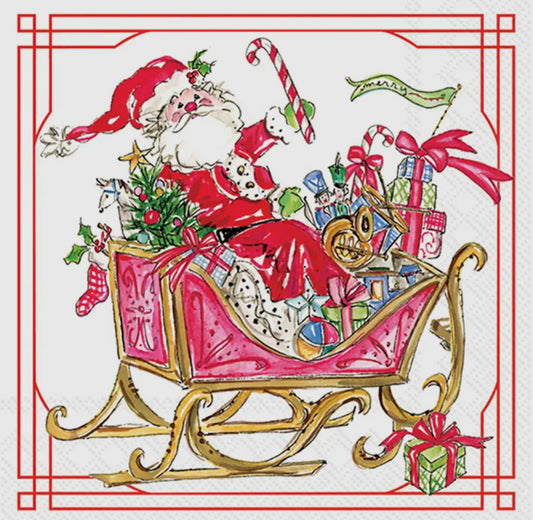 Paper Lunch Napkins 20/ pack Santa Sleigh with Presents