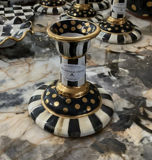 Courtly Check Large Ceramic Taper Candleholder