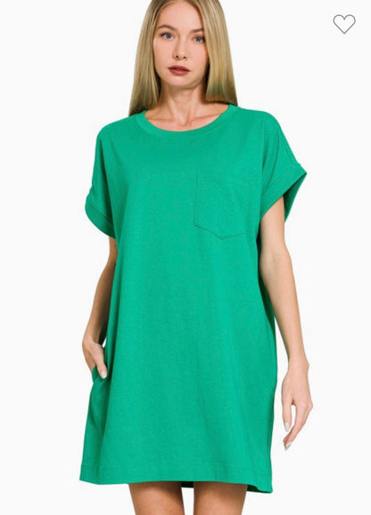 Zenana Premium Cotton T-shirt Dress with pocket
