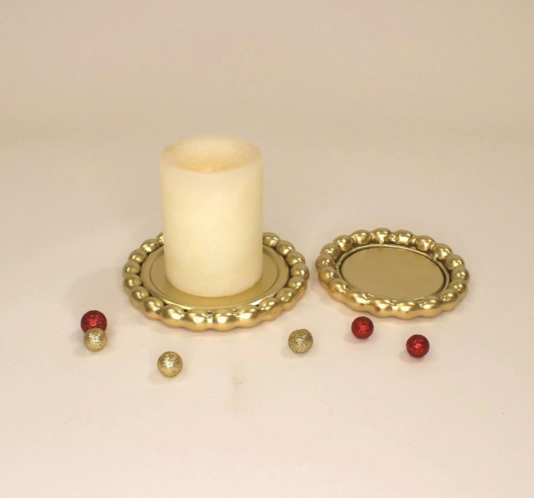 Round Metal Gold Tray, 6”, 5"
