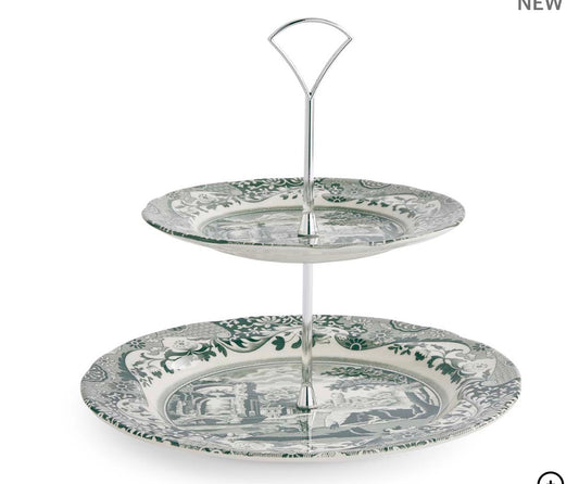 Heritage Green Italian 2 Tier Cake Stand