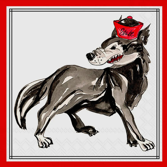 Paper Cocktail Napkins 20 Ct Red Wolf Hometown Pride