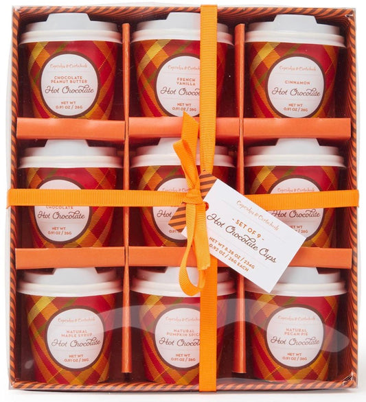 Festive Fall Hot Chocolate Cup Set in Gift Box Includes 9 Natural Flavors