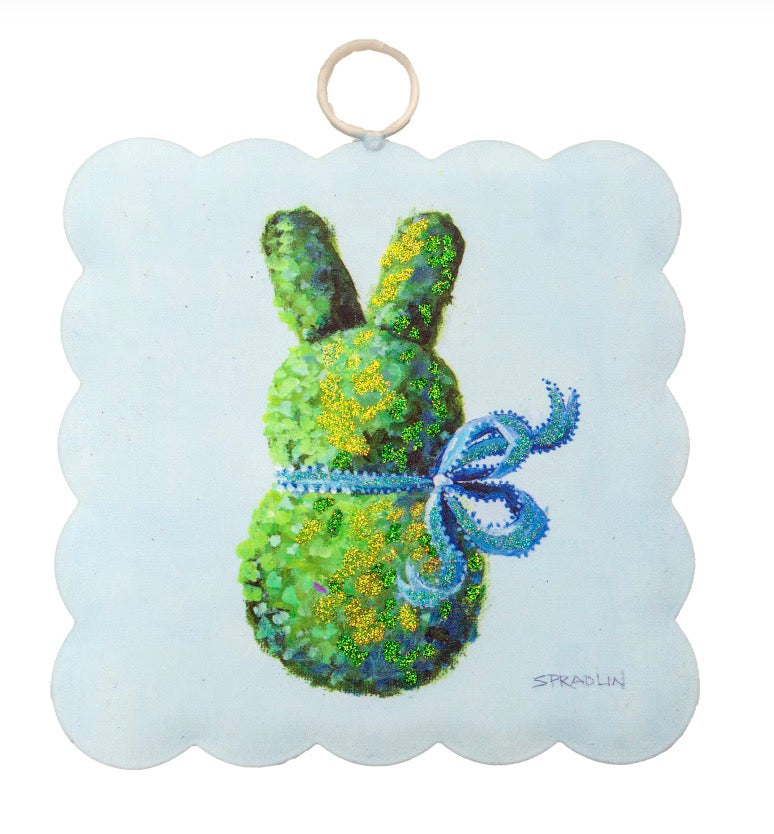 Mini Scallop Art Blue Boxwood Bunny