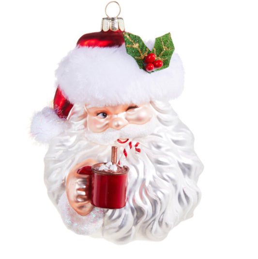 5.25" Santa Drinking Cocoa Ornament