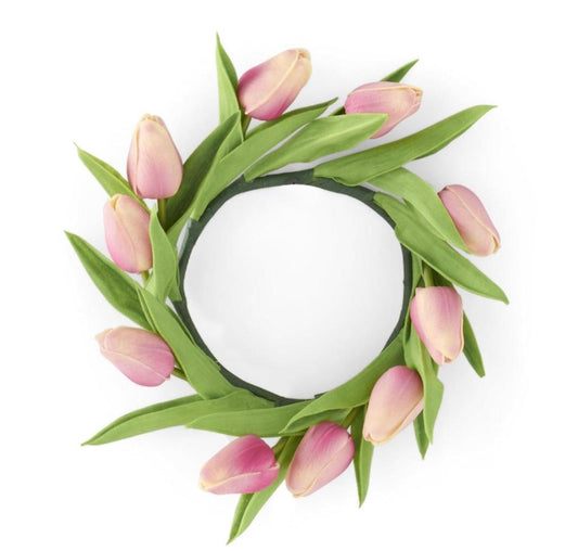 10 Inch Mauve Real Touch Mini Tulip Candle Ring (4.75Dia.)