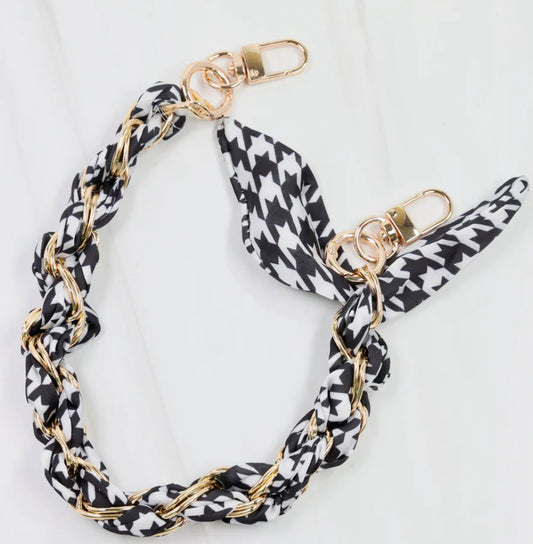 Serafina Scarf Purse Chain Black White