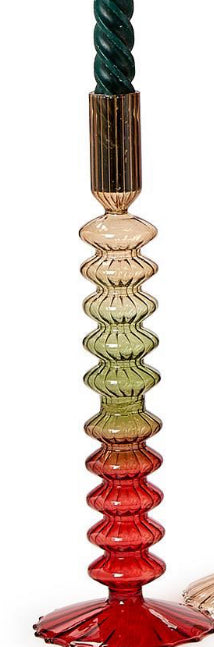Holiday Ombre Hand-Blown Glass Candlesticks
