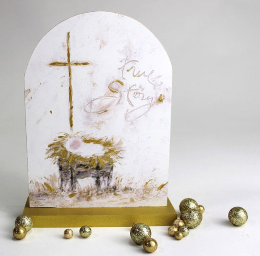 6x2x8" ArchedTable Décor, True Story Manger