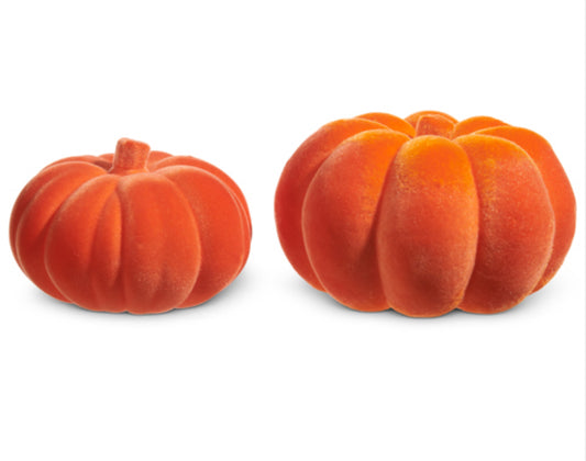 Orange flocked pumpkin