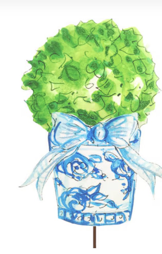 Blue gingham boxwood