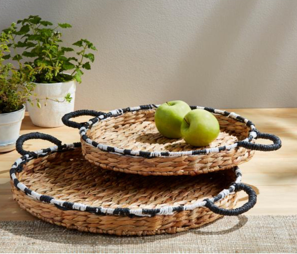 Striped Edge Woven Trays