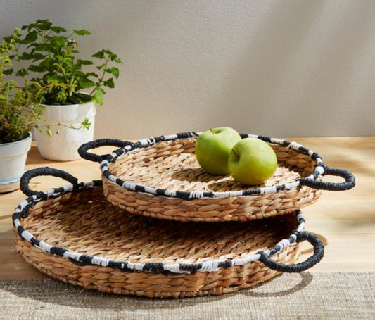 Striped Edge Woven Trays