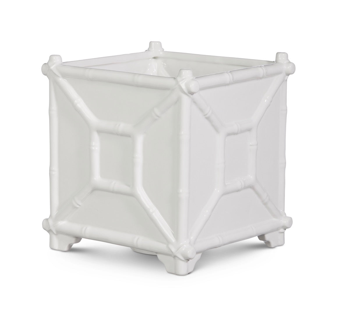8.5" White Bamboo Planter
