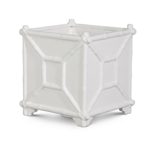 8.5" White Bamboo Planter
