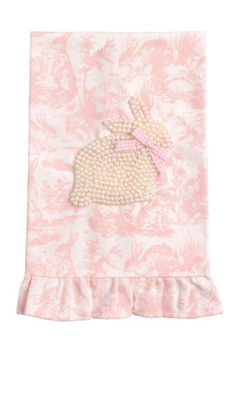 Toile Bunny Pearl Towels