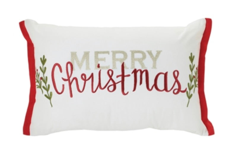 MERRY CHRISTMAS PILLOW 18.5"L X 11.5"H COTTON