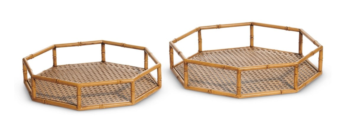 14.75" Faux Bamboo Octagonal Trays