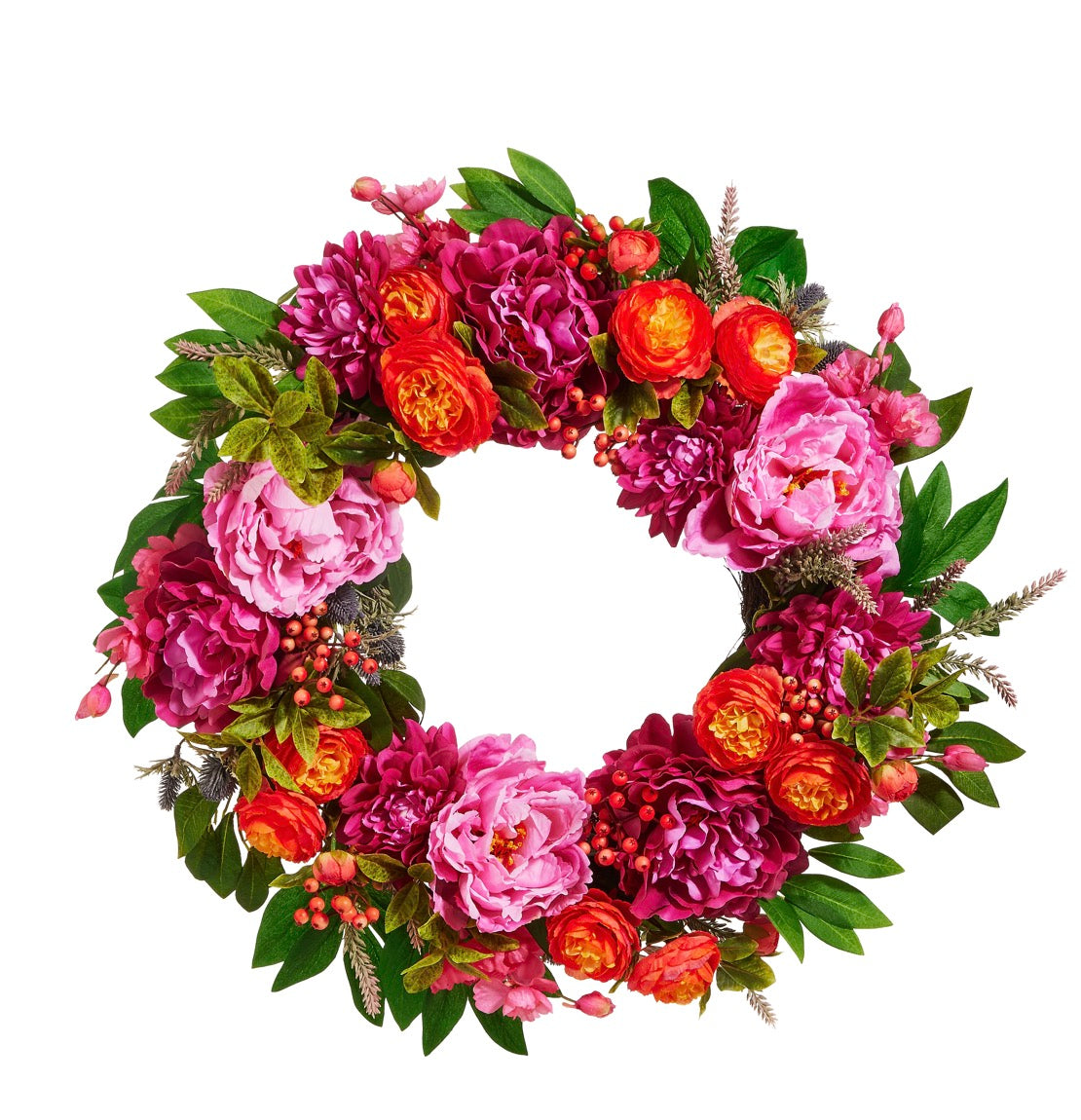 24" Mixed Pink Floral Wreath