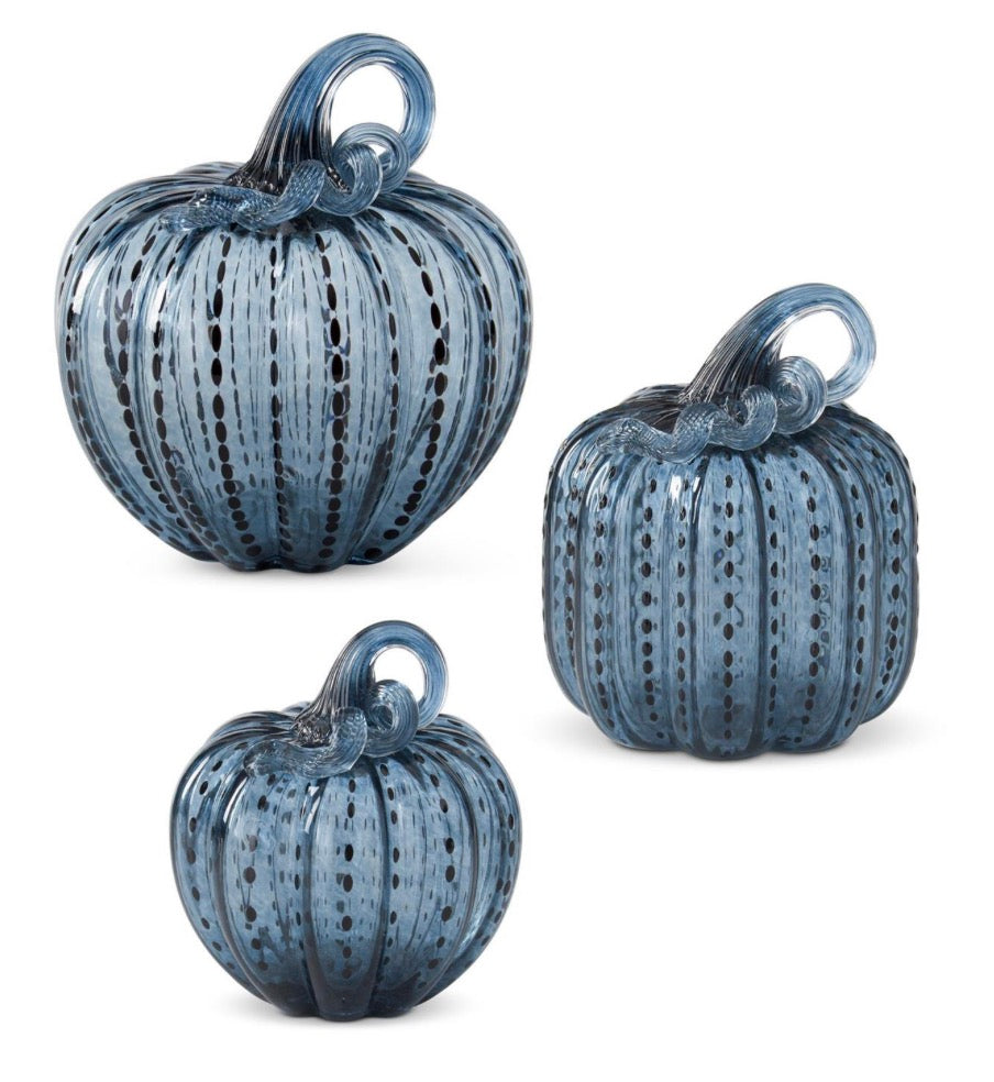 Speckled Blue Glass Pumpkins
