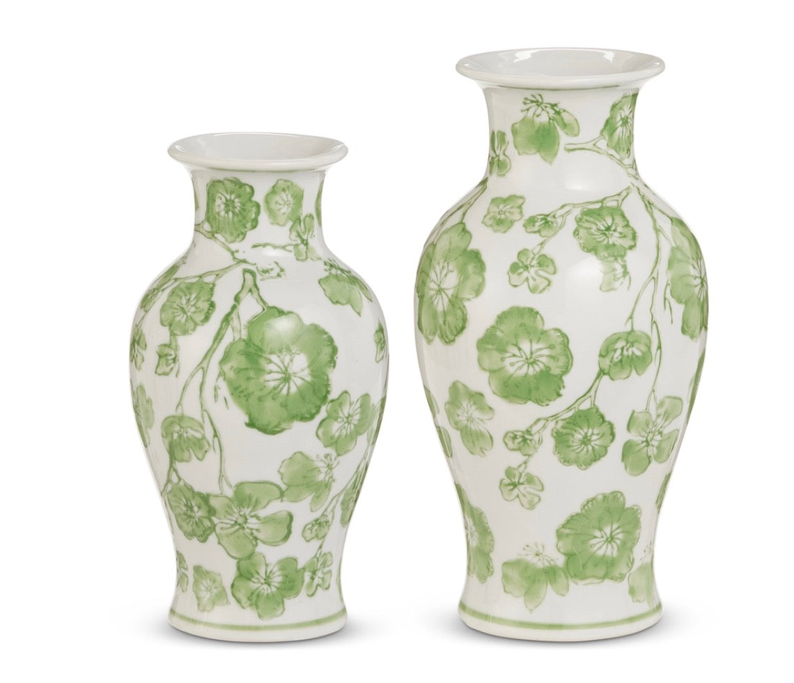 Green Cherry Blossom Bud Vases