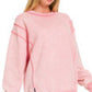 Acid Wash Exposed-seam Fleece Sweatshirt
