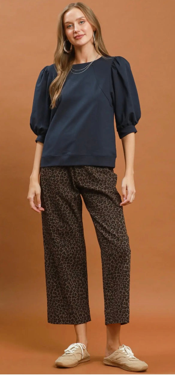 Puff Sleeve Pullover Sweatshirt Top