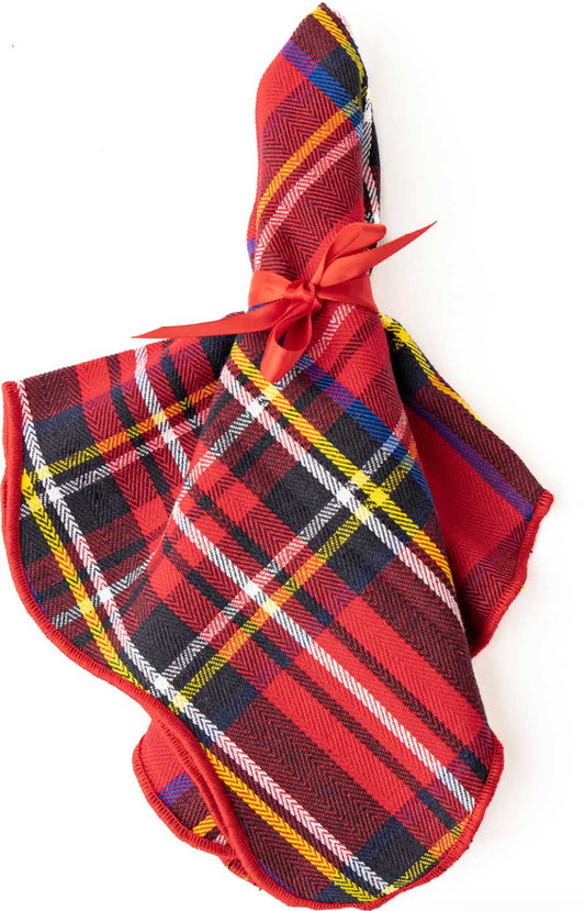 Red Plaid Scalloped Napkin