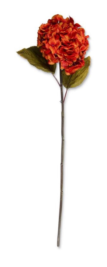 30 Inch Burnt Orange Hydrangea Two Leaf Stem
