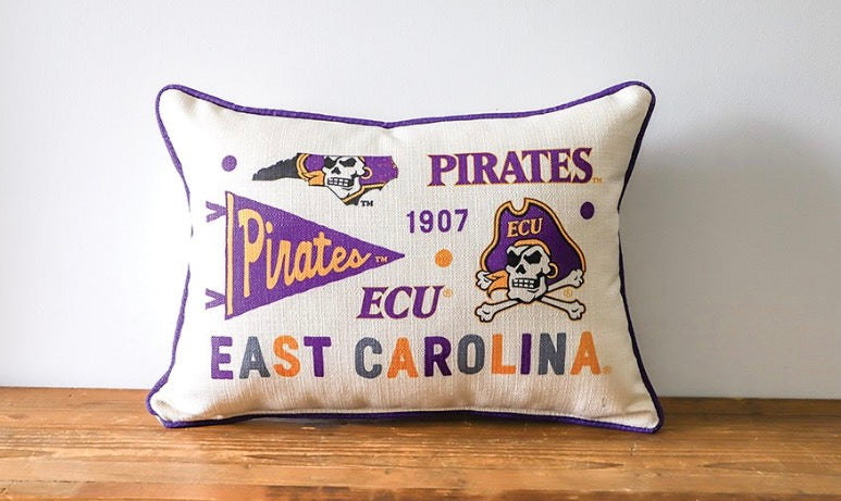 EAST CAROLINA COLLEGIATE CLUSTER PILLOW with Purple Piping