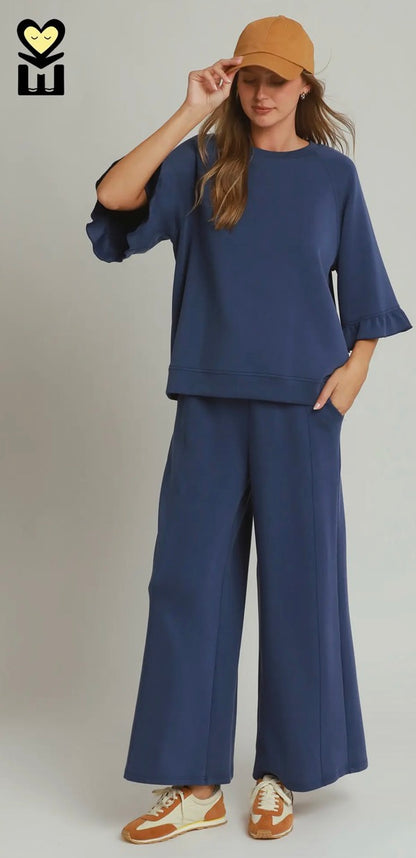 Spaceknit 3/4 sleeve raglan sleeve top