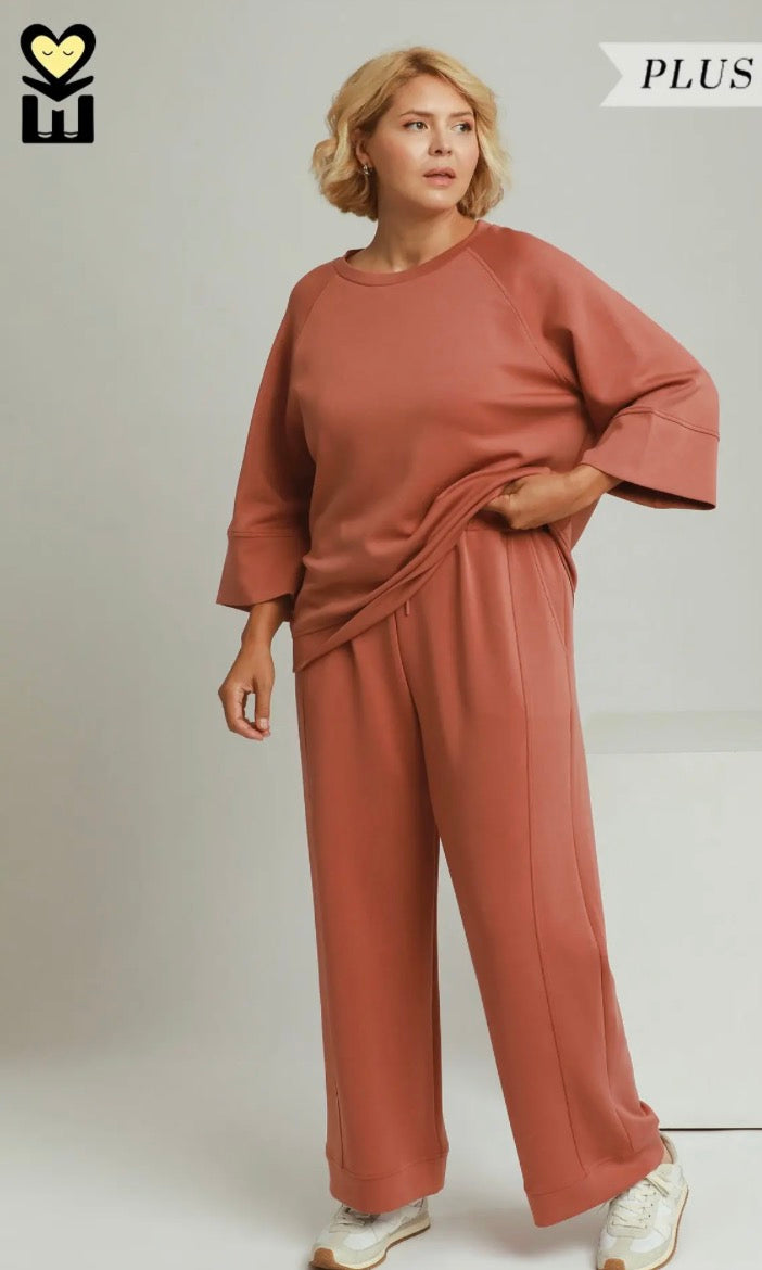 Plus SPACEKNIT Cupro 3/4 Sleeve Raglan Top