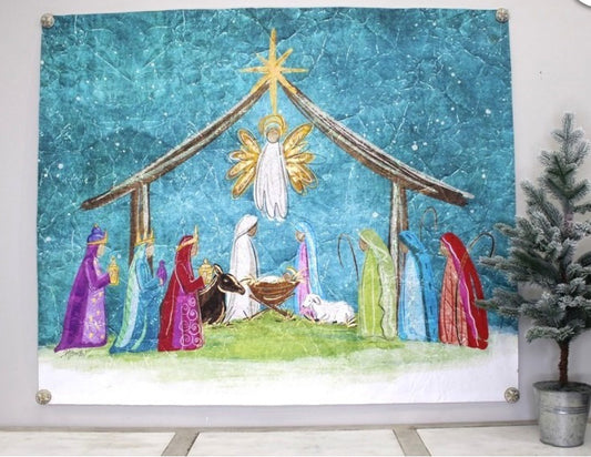 46x38" Art Paper, Bright Nativity with Gold and Glitter Finish