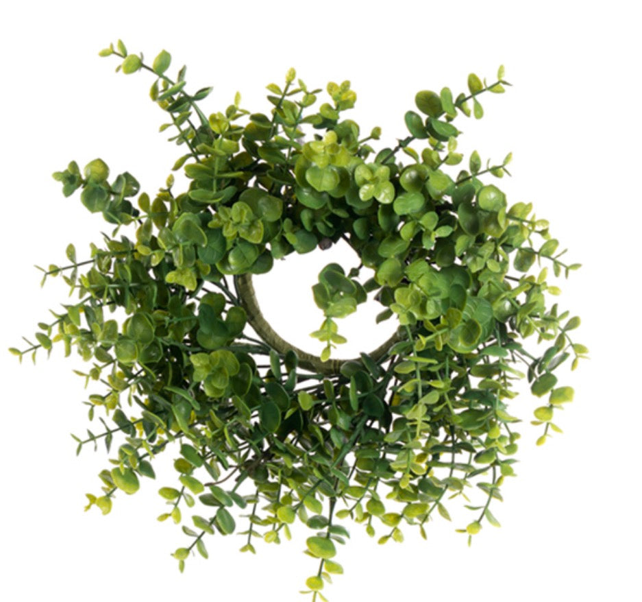4” eucalyptus candle ring ( real touch)