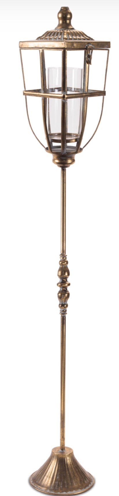 LANTERN ON STAND 48”H METAL/GLASS