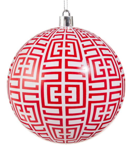 4"  Greek Key Ball Ornament
