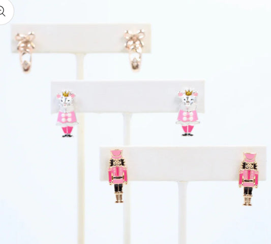 Nutcracker Ballet Earring Set Pink