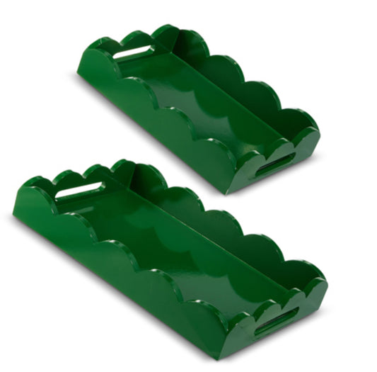 Green Scalloped Trays