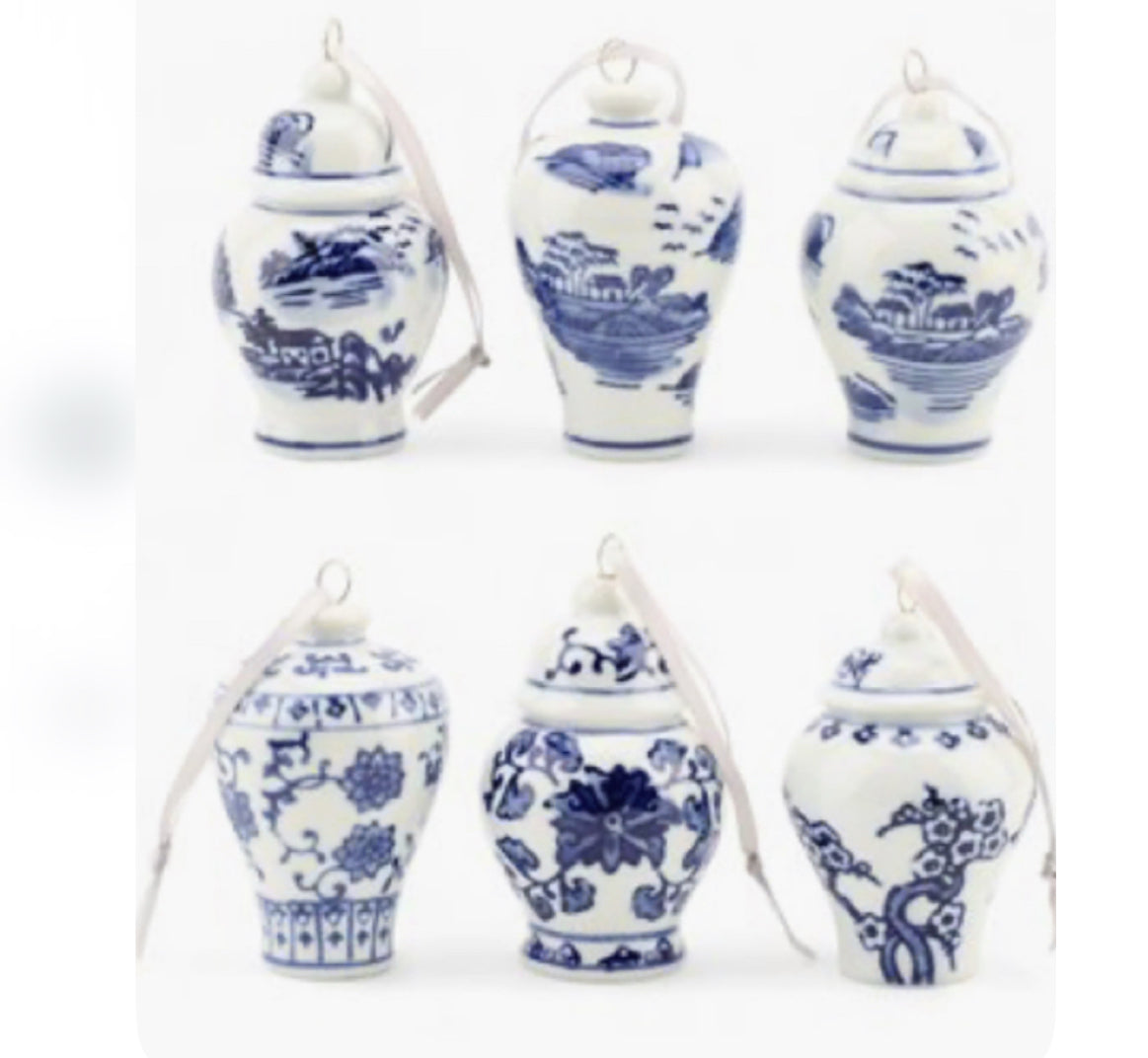Chinoiserie Tree Ornaments set of 6