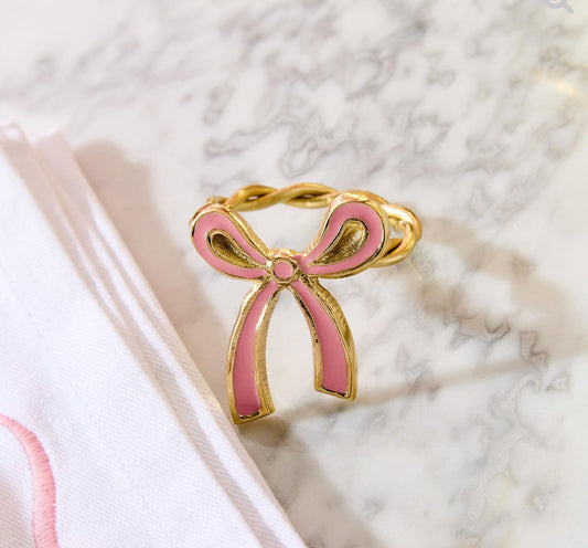 Pink Bow Appetite Napkin Rings