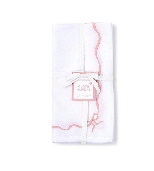BOW-TIFUL SET OF 4 EMBROIDERED BOW DINNER NAPKINS