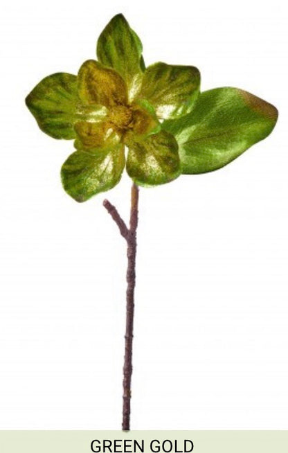 17" METALLIC GLITTER MAGNOLIA STEM