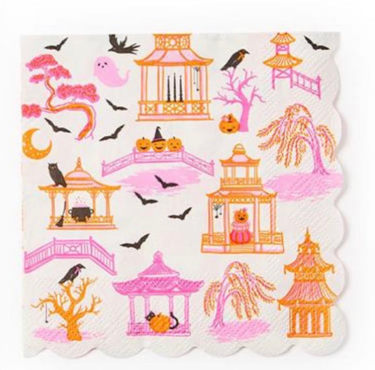 Haunted Pagoda 3-Ply Scalloped Edge Paper Napkin