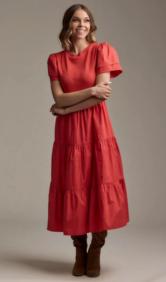 Red Patton Midi Dress