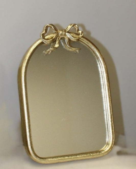6x4x9" Gold Metal Bow Tabletop Mirror