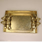 Gilded Gold Metal Trays with Bow Handles, 21x12x4, 17x10x3"
