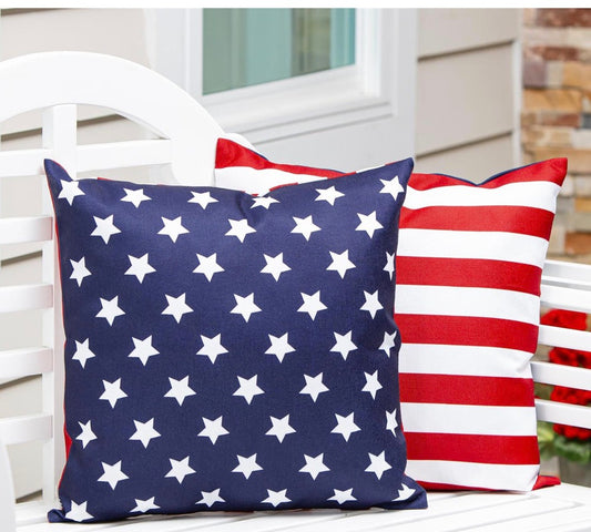 Patriotic Stars & Stripes Pillow Cover
