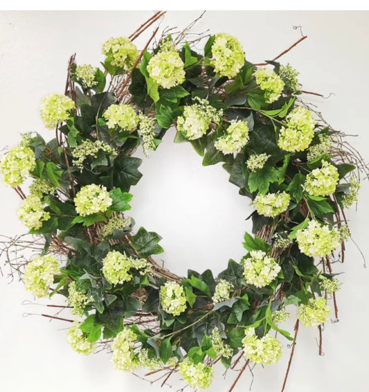 33IN SNOWBALL WREATH in GREEN