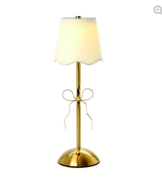 Golden Bow LED Portable Cordless Table Lamp with Fabric Lamp Shade